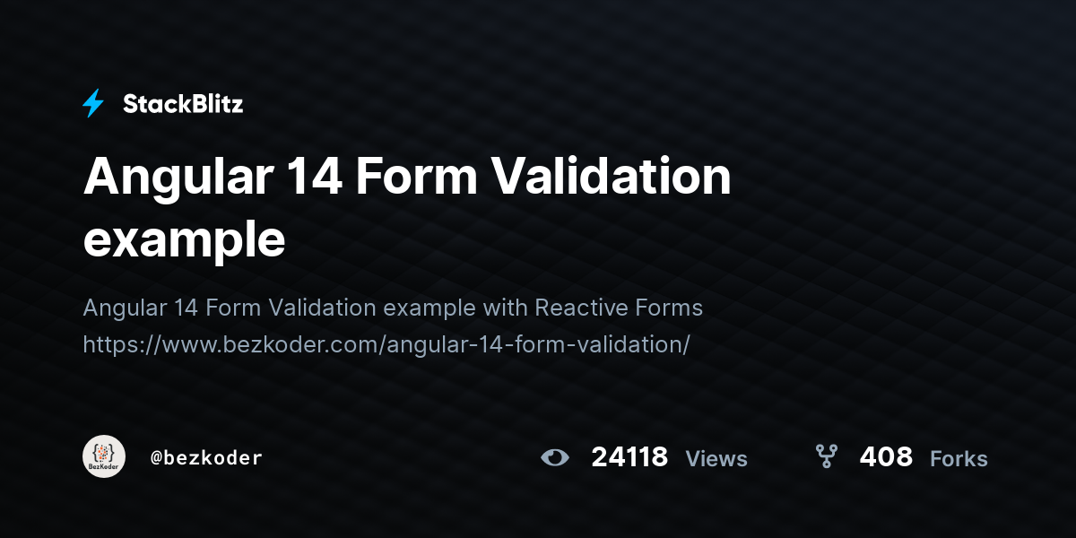 Angular 14 Form Validation example - StackBlitz