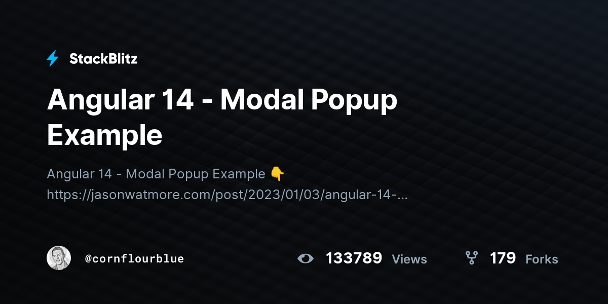 Angular Modal Accessibility Fixing aria-hidden Blocked Errors - Angular 14 - Modal Popup Example - StackBlitz