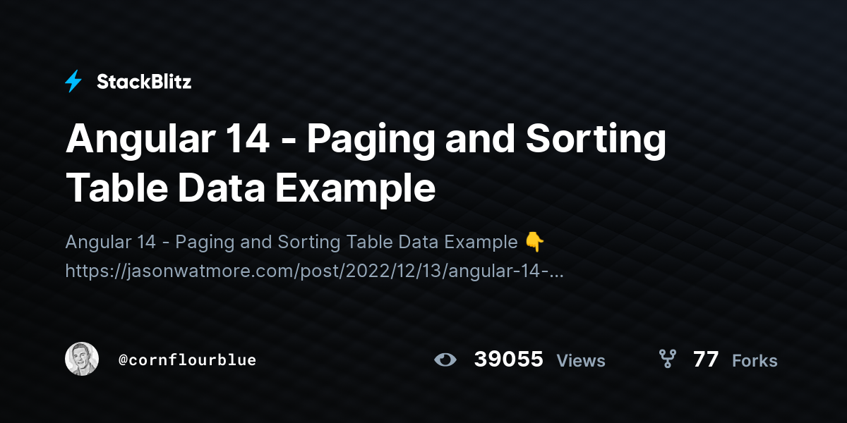 Angular 14 - Paging And Sorting Table Data Example - StackBlitz
