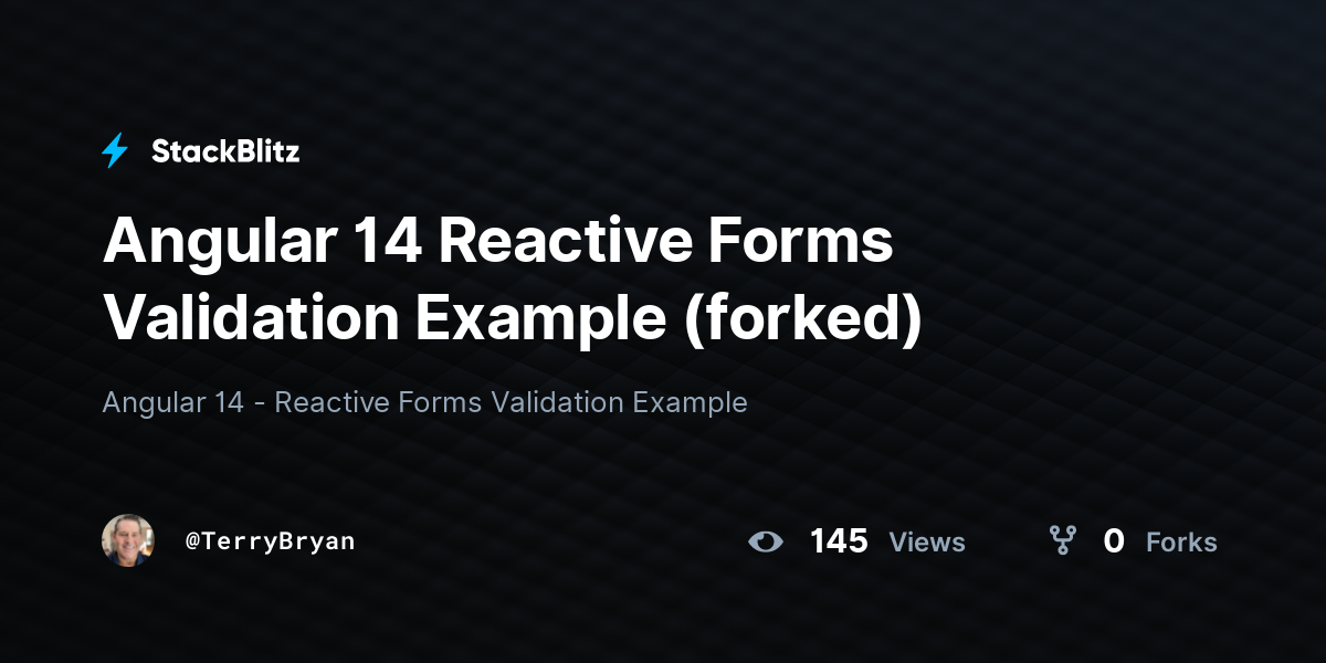 Angular 14 Reactive Forms Validation Example (forked) - StackBlitz