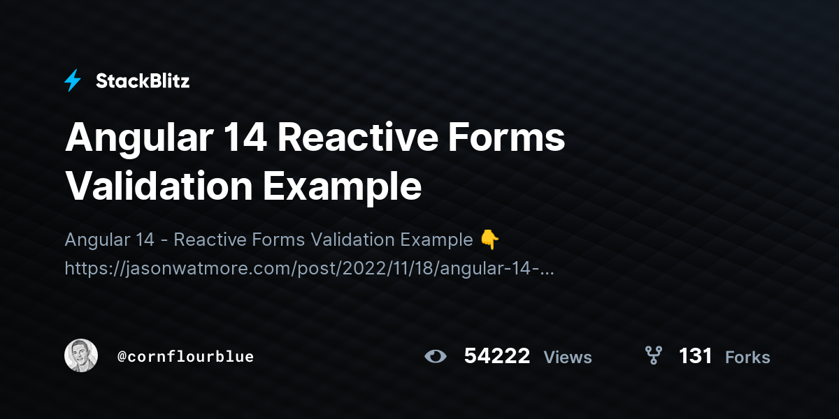 Angular 14 Reactive Forms Validation Example - StackBlitz