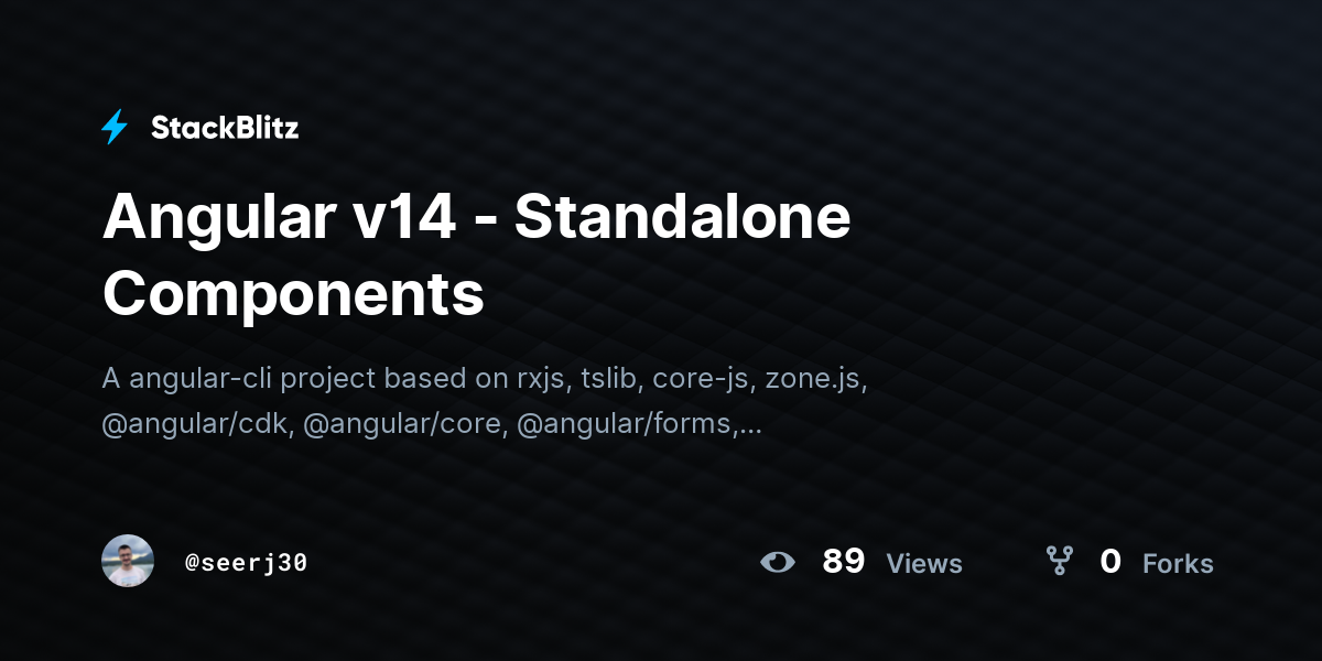 Angular v14 - Standalone Components - StackBlitz