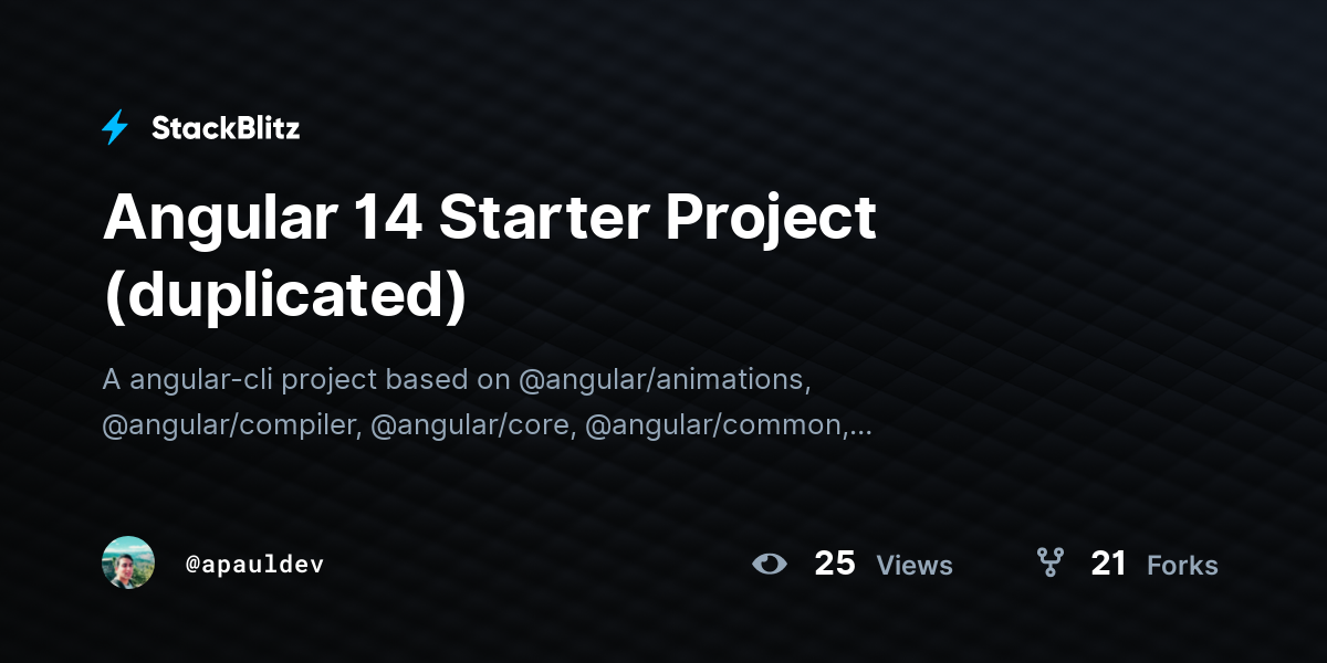 Angular 14 Starter Project (duplicated) - StackBlitz