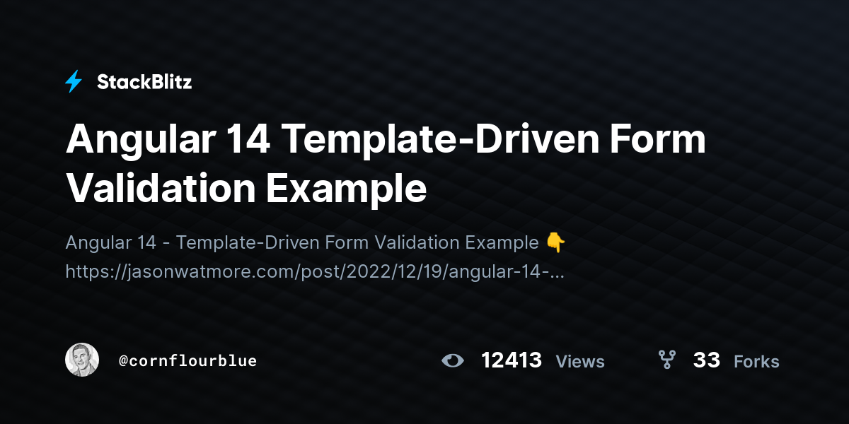 Angular 14 TemplateDriven Form Validation Example StackBlitz