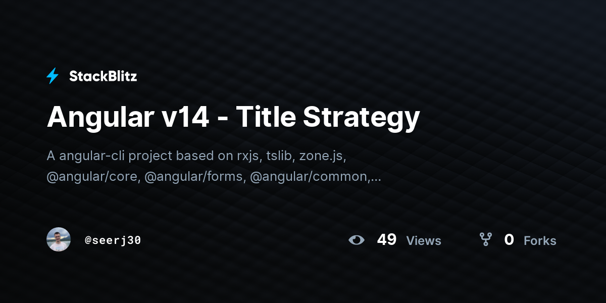Angular v14 - Title Strategy - StackBlitz