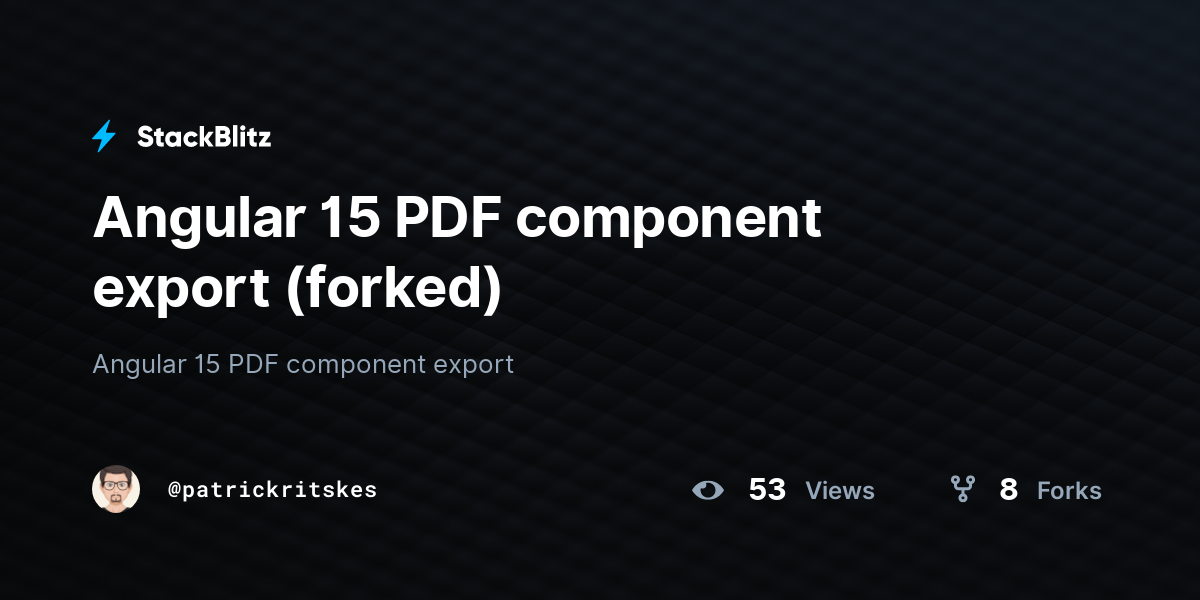 Angular 15 PDF component export (forked) - StackBlitz