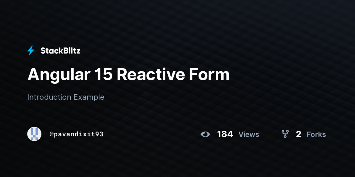 Angular 15 Reactive Form - StackBlitz