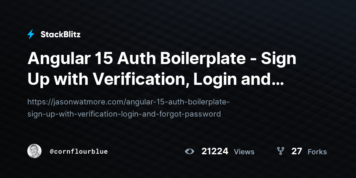 Angular 15 Auth Boilerplate - Sign Up with Verification, Login and ...