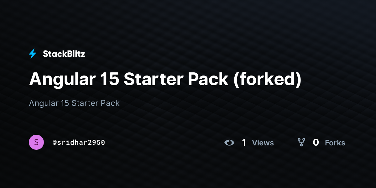 Angular 15 Starter Pack (forked) - StackBlitz