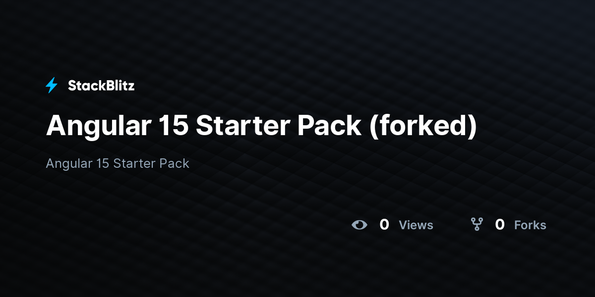 Angular 15 Starter Pack (forked) - StackBlitz