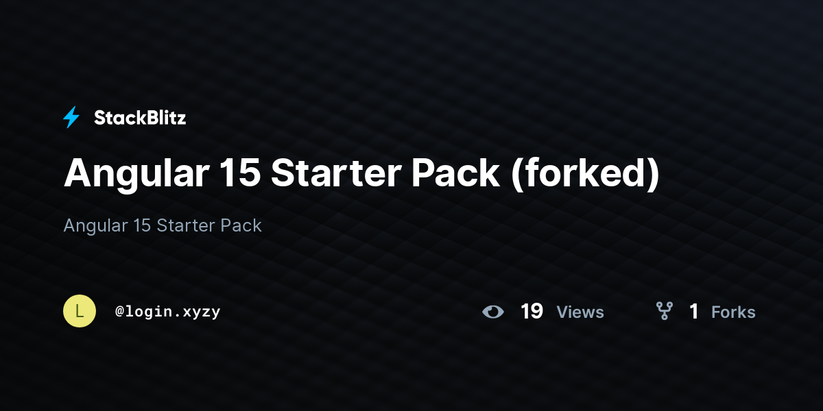 Angular 15 Starter Pack (forked) - StackBlitz