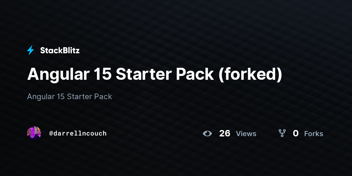 Angular 15 Starter Pack (forked) - StackBlitz