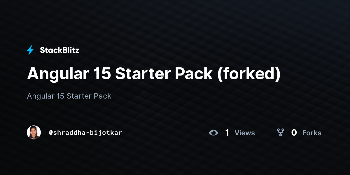 Angular 15 Starter Pack (forked) - StackBlitz