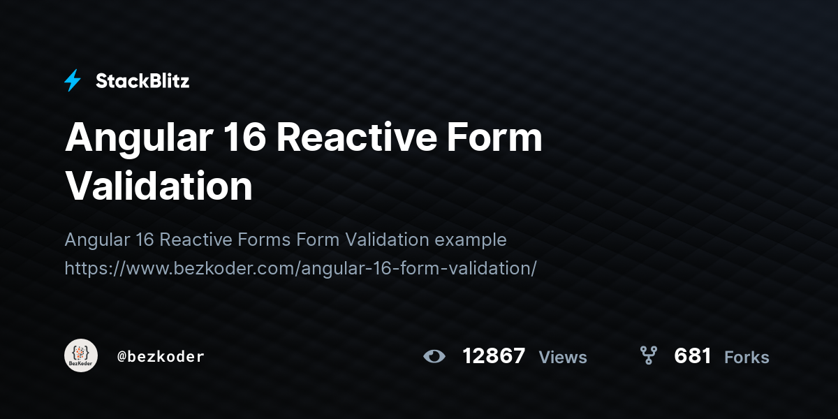 Angular 16 Reactive Form Validation - StackBlitz