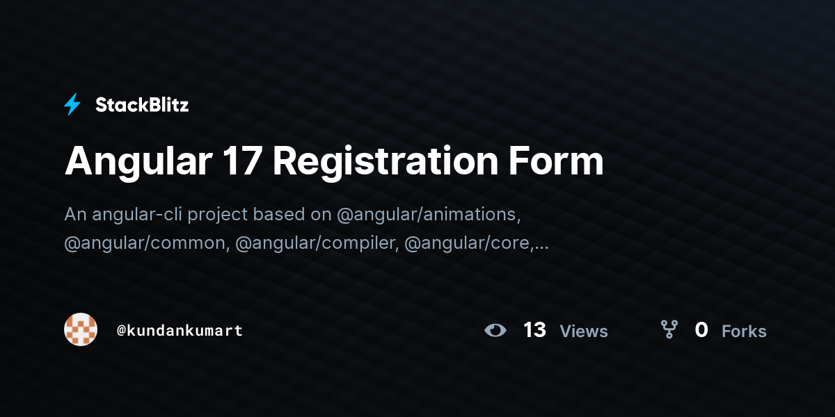 Angular 17 Registration Form - StackBlitz