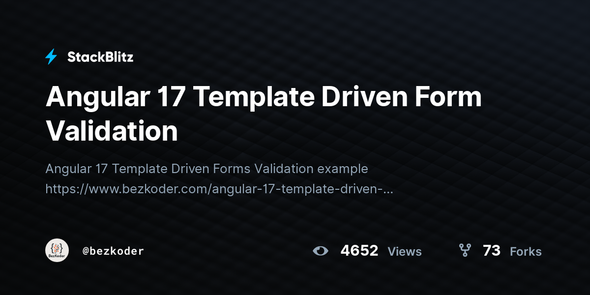 Angular 17 Template Driven Form Validation - StackBlitz