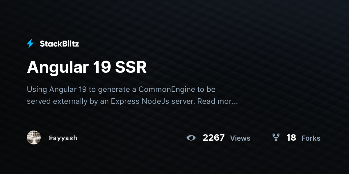 Angular 19 SSR - StackBlitz