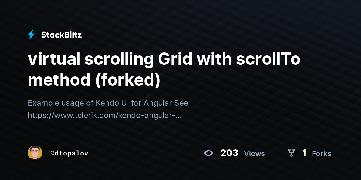 virtual scrolling Grid with scrollTo method (forked) - StackBlitz