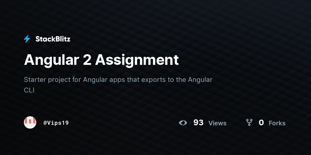 Angular 2 Assignment - StackBlitz
