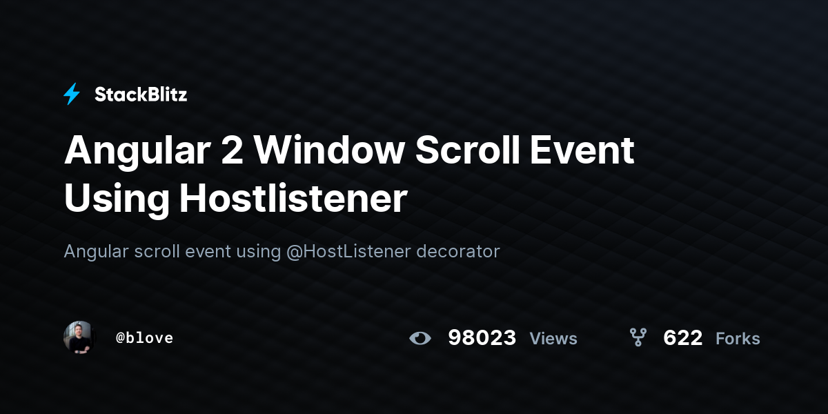 Angular 2 Window Scroll Event Using Hostlistener StackBlitz