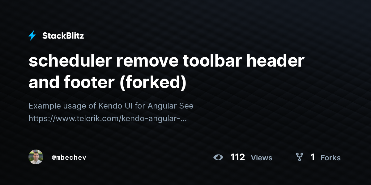 scheduler remove toolbar header and footer (forked) - StackBlitz
