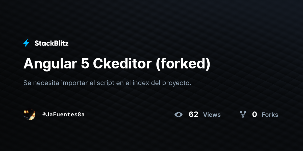 Angular 5 Ckeditor (forked) - StackBlitz