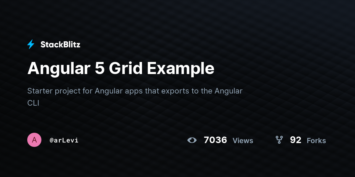 Angular 5 Grid Example - StackBlitz