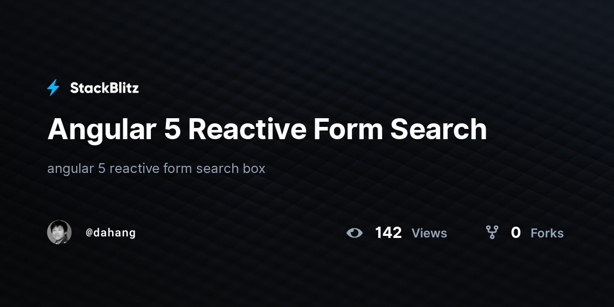 Angular 5 Reactive Form Search - StackBlitz