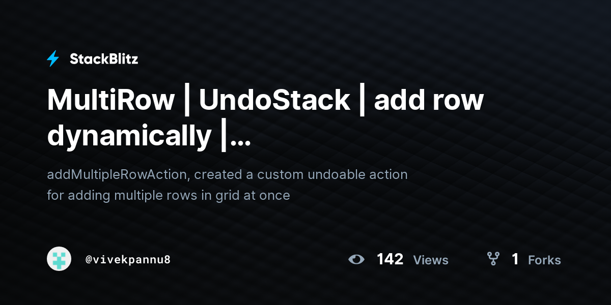 MultiRow | UndoStack | add row dynamically | addMultipleRowAction ...