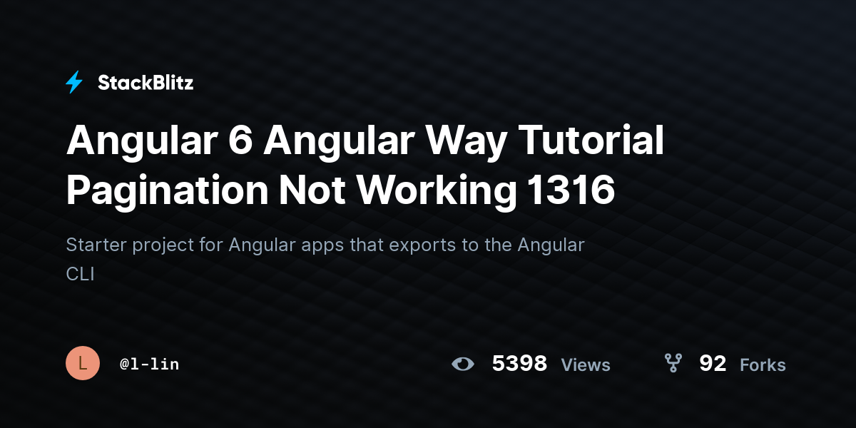 Angular 6 Angular Way Tutorial Pagination Not Working 1316 - StackBlitz
