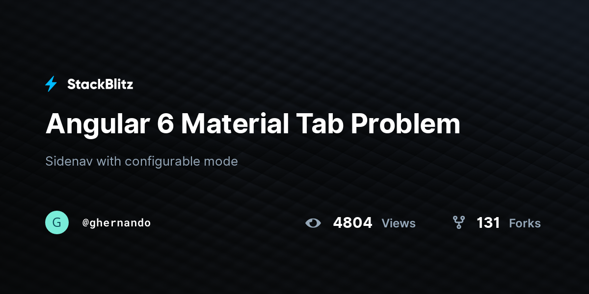 Angular 6 Material Tab Problem - StackBlitz