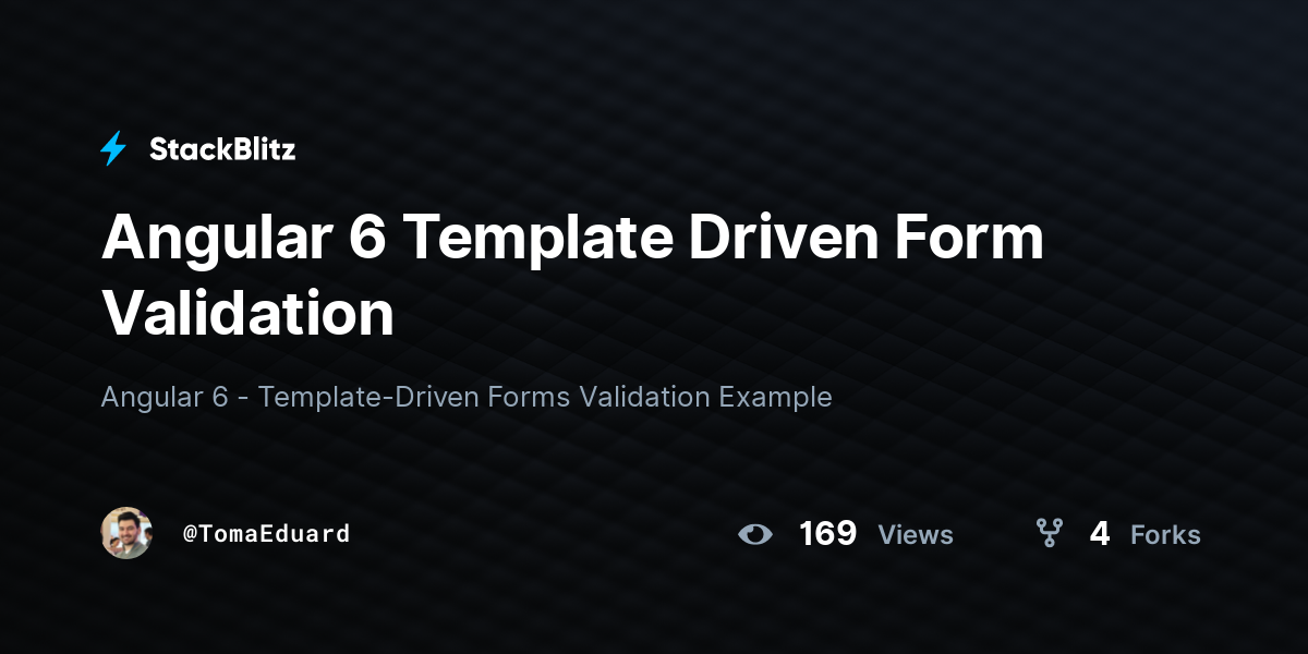Angular 6 Template Driven Form Validation - StackBlitz