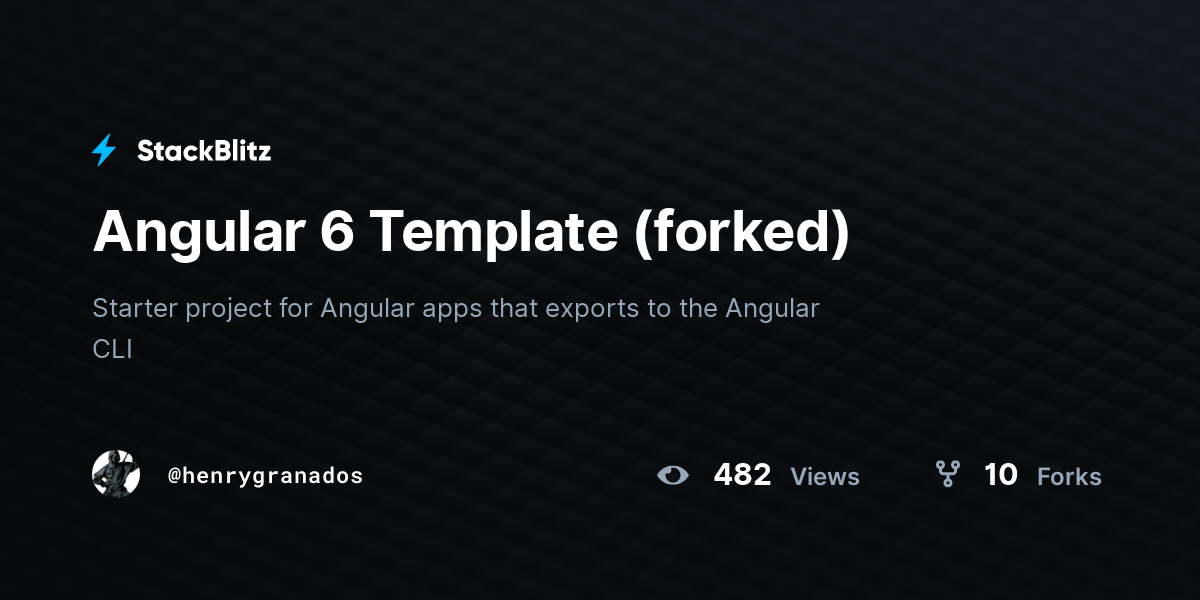 Angular 6 Template (forked) - StackBlitz
