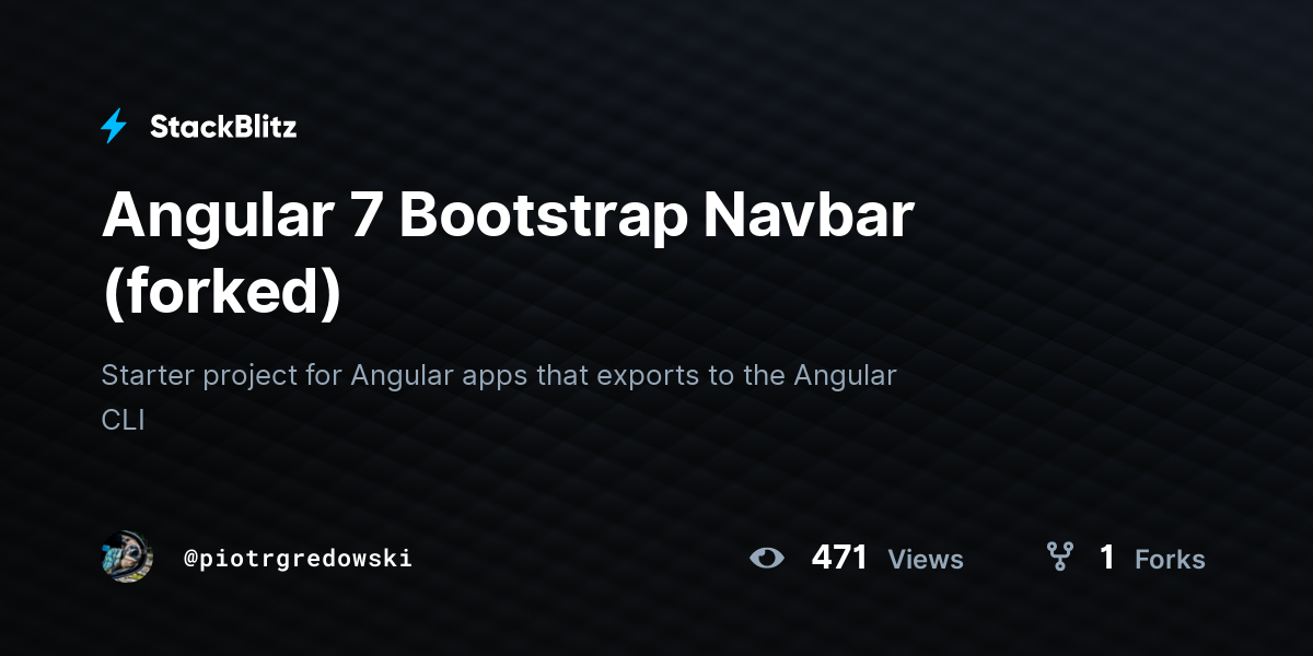 Angular 7 Bootstrap Navbar (forked) - StackBlitz