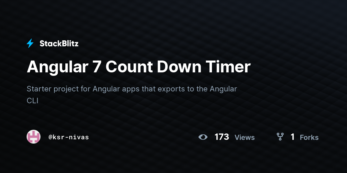 Angular 7 Count Down Timer - StackBlitz