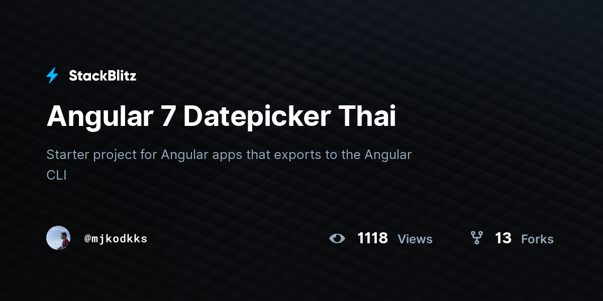 Angular 7 Datepicker Thai - StackBlitz