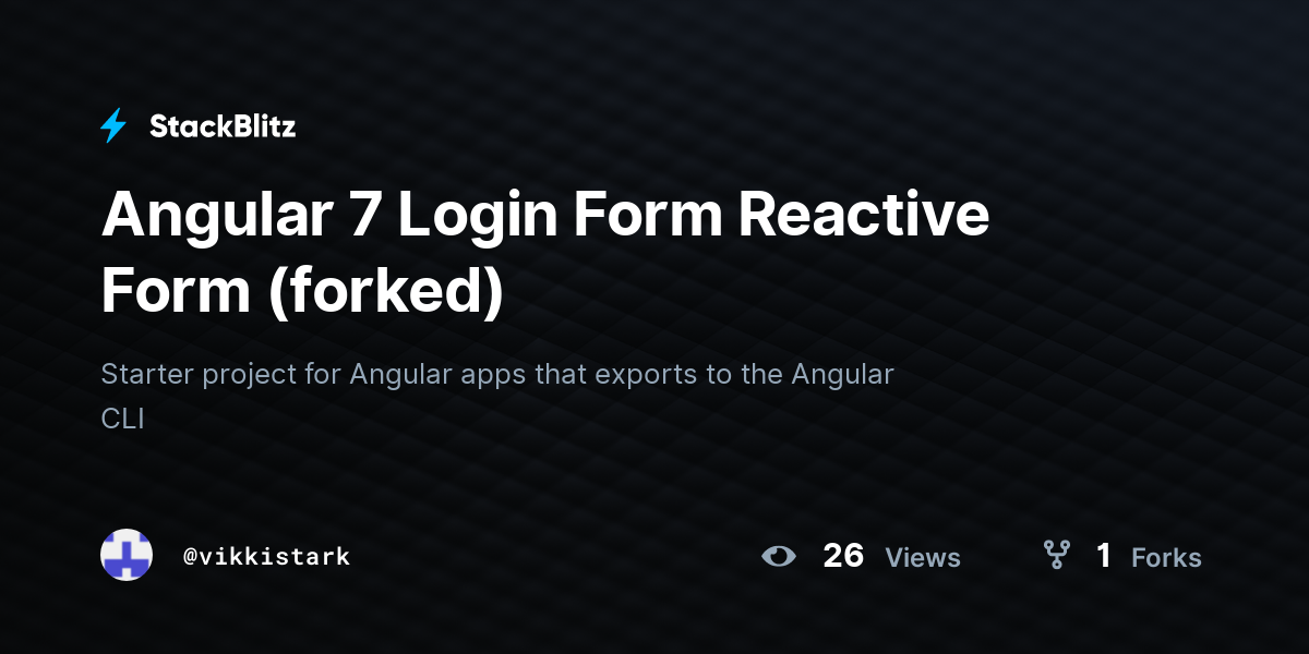 Angular 7 Login Form Reactive Form (forked) - StackBlitz