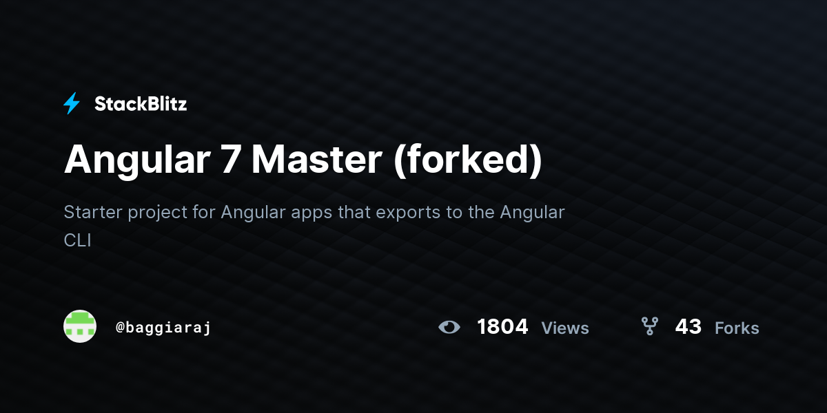 Angular 7 Master (forked) - StackBlitz