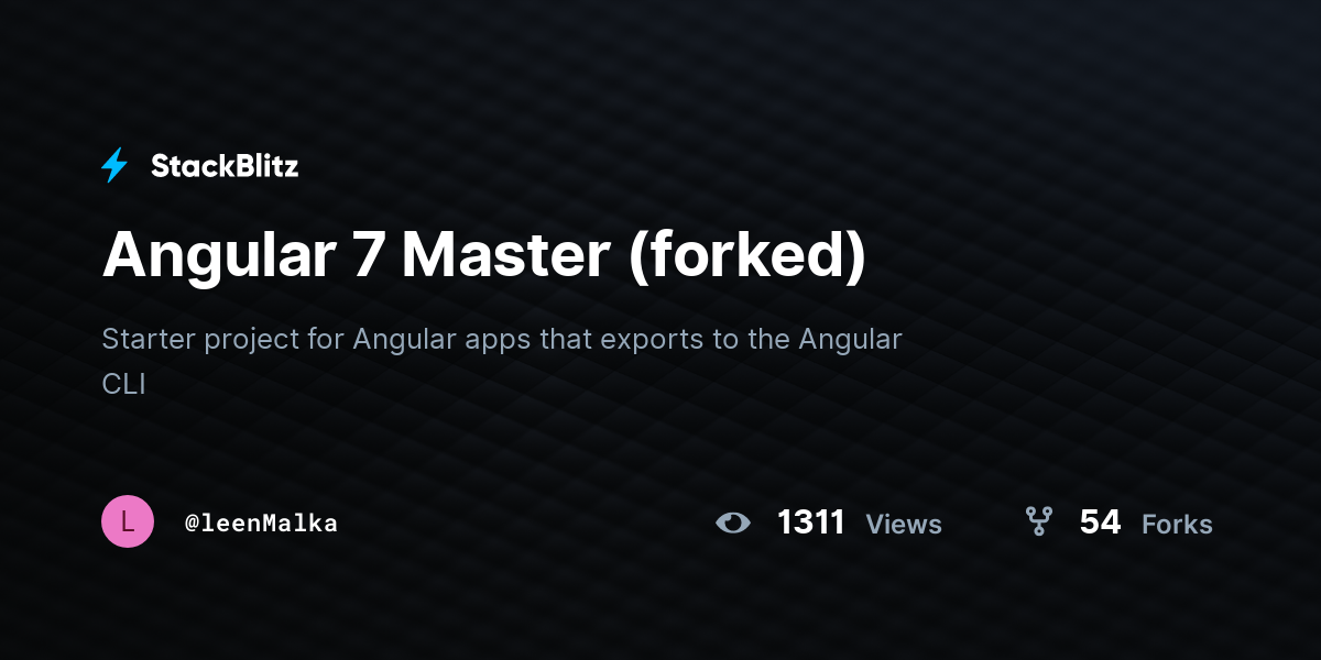 Angular 7 Master (forked) - StackBlitz