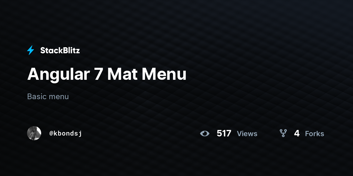 Angular 7 Mat Menu - StackBlitz