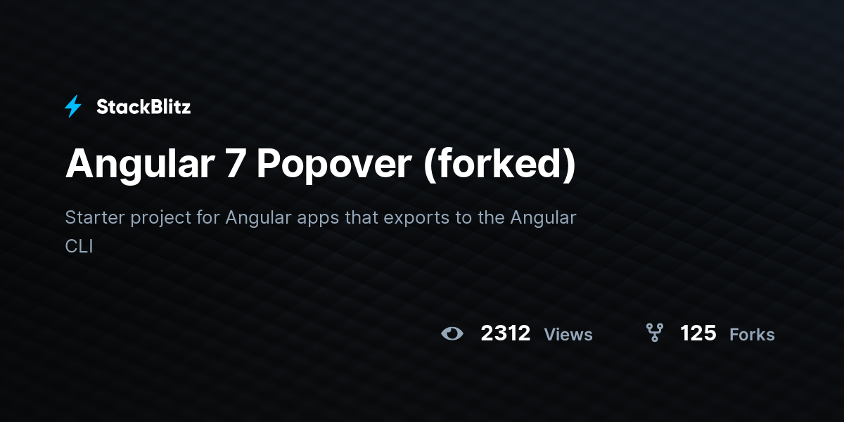 Angular 7 Popover (forked) - StackBlitz