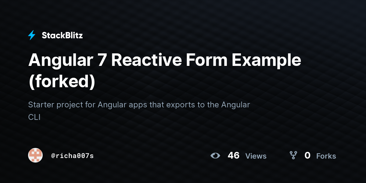 reactive form angular example stackblitz