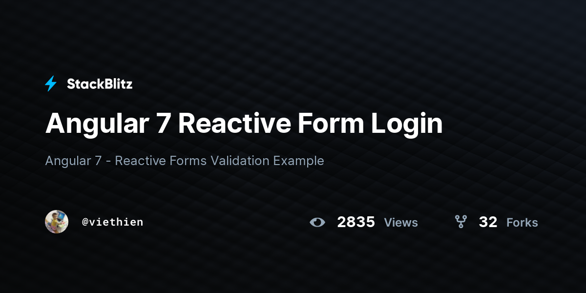 Angular 7 Reactive Form Login - StackBlitz
