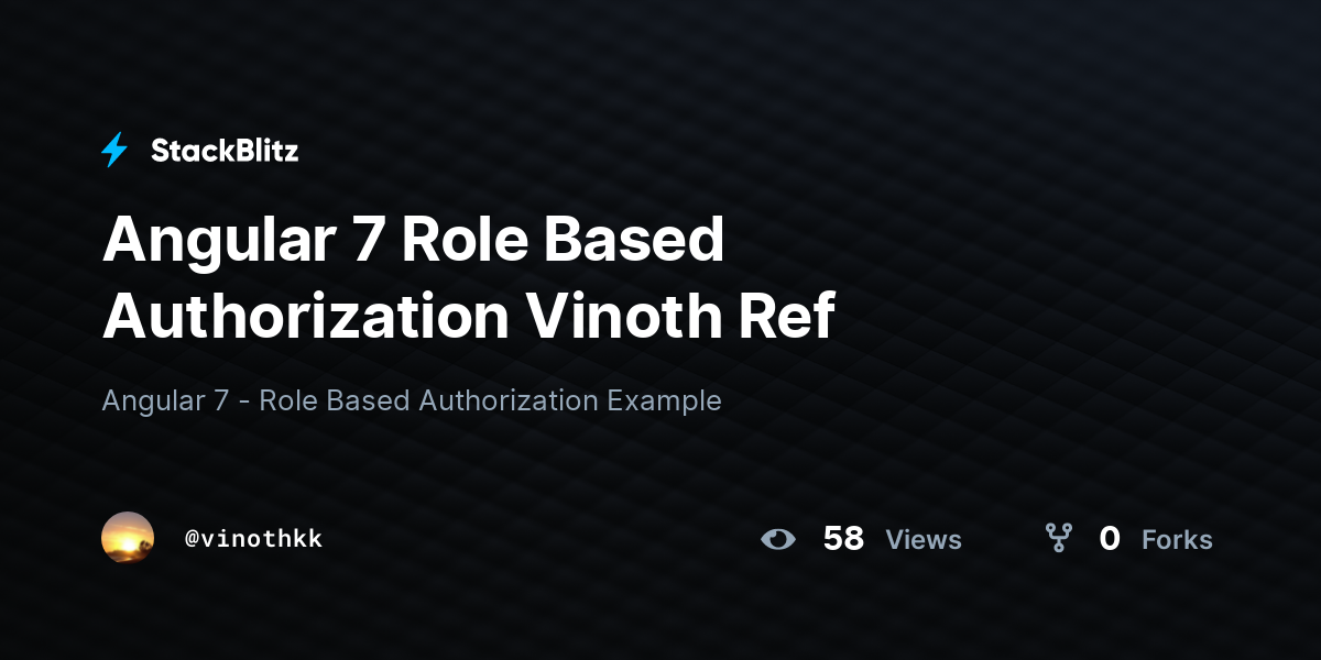 Angular 7 Role Based Authorization Vinoth Ref - StackBlitz