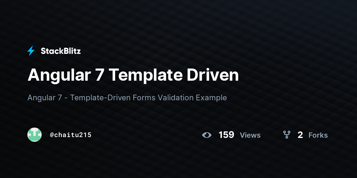 Angular 7 Template Driven - StackBlitz