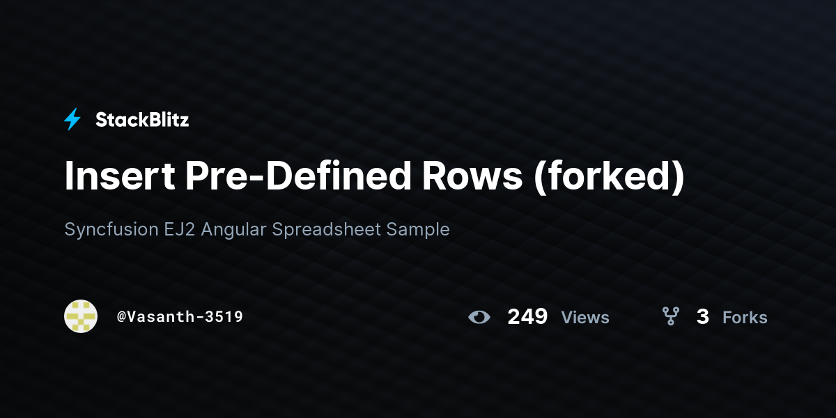 Insert Pre-Defined Rows (forked) - StackBlitz