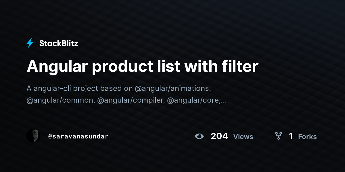 Angular product list with filter - StackBlitz