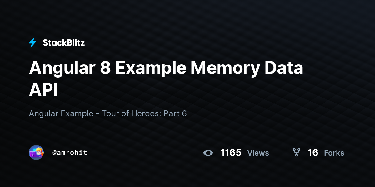 Angular 8 Example Memory Data API - StackBlitz