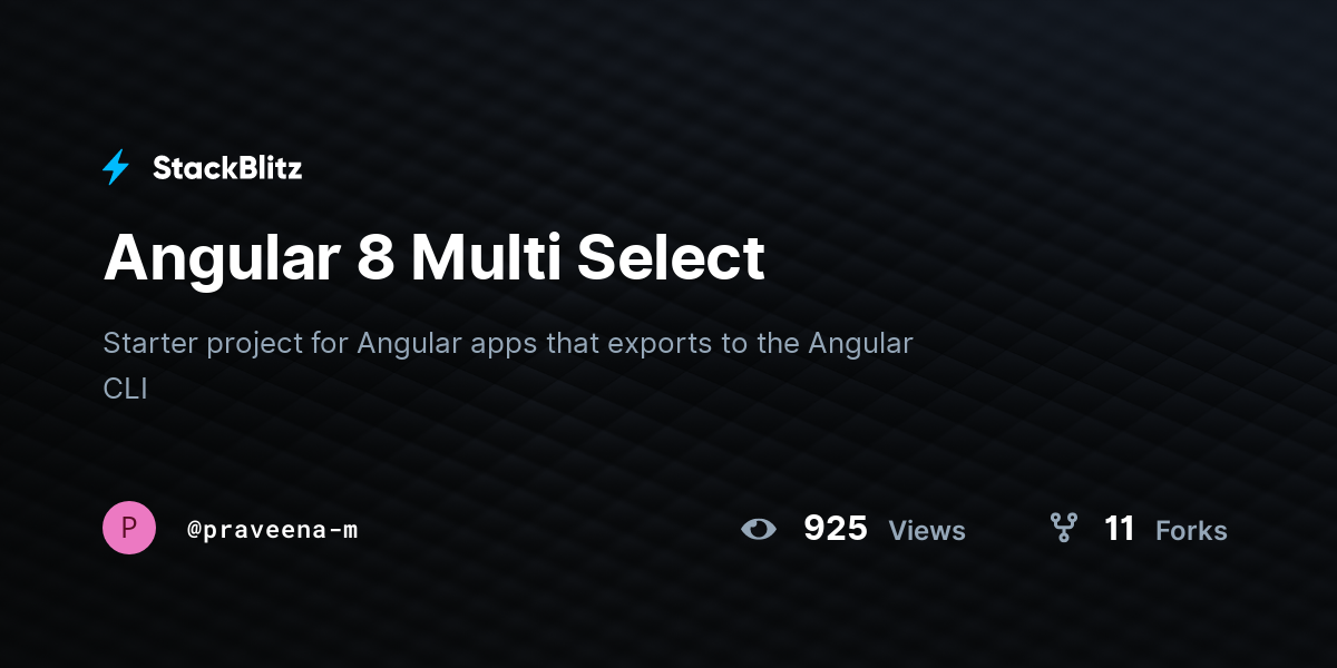 Angular 8 Multi Select - StackBlitz