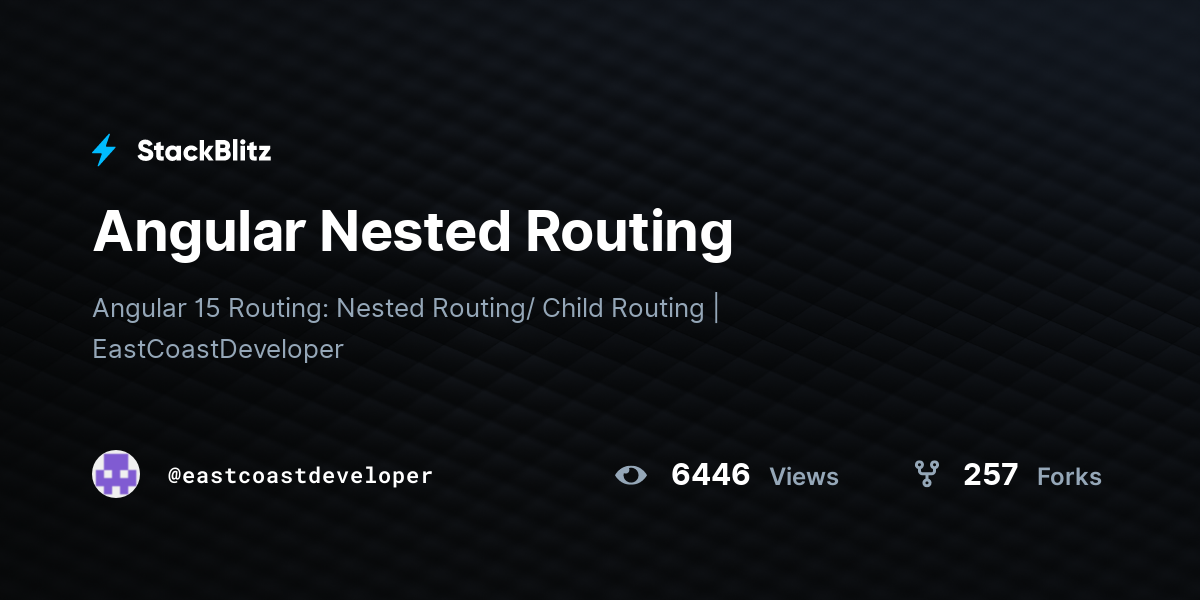Angular Nested Routing - StackBlitz